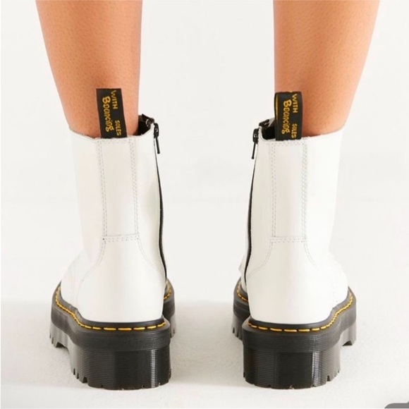 Dr Martens Jadon Boot Smooth Leather Platforms in White - Picture 3 of 6